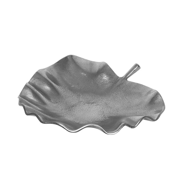 English Elm Christopher Knight Home® - Plate Handcrafted Aluminum Decorative Leaf Plate in Raw Nickel Finish — 17" x 16" Artisan Catchall, Jewelry Tray 72534.00
