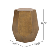 Christopher Knight Home® - Noble House - Pamsha Modern Hammered Iron Geometric Side Table, Brushed Antique Gold