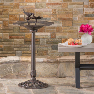 English Elm Christopher Knight Home® - e Elegant Lancaster Outdoor Aluminum & Iron Bird Bath Bronze — Durable Stable Base, Detailed Concave Bowl for Garden Charm and Wildlife Appeal 61696.00BZE