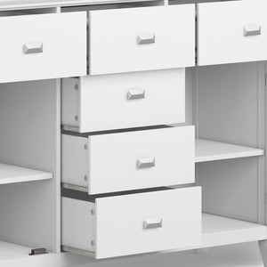 English Elm Artisan Solid Wood Sideboard Buffet In White - Handcrafted Storage Solution For Elegant Spaces B136P158390