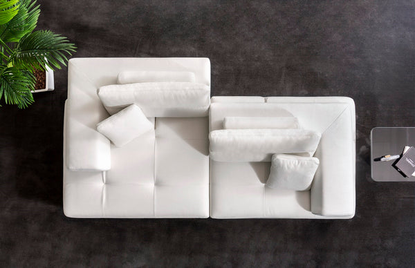 Pasargad Home Ravenna Modern Faux Suede Sofa With Sliding Backrest & Armrests For Ultimate Comfort White Faux Suede Pslm-012-3