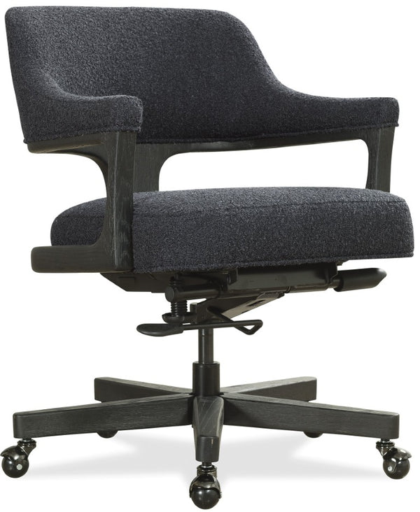 Hooker Furniture Briar Executive Seating With Tillson Cloud Fabric, Light Wood Frame, Welt Trim, Adjustable Comfort And Casters Black EC225-499