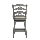 Homelegance By Top-Line Juliette French Ladder Back Counter Height Swivel Stool Grey Rubberwood