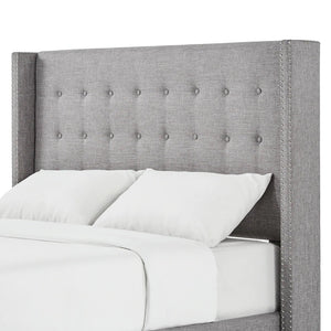 Homelegance By Top-Line Harlyn Linen Wingback Headboard Grey Linen
