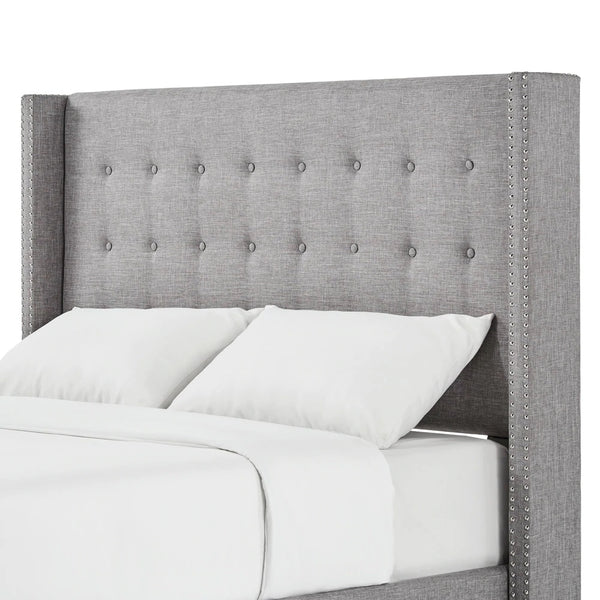 Homelegance By Top-Line Harlyn Linen Wingback Headboard Grey Linen