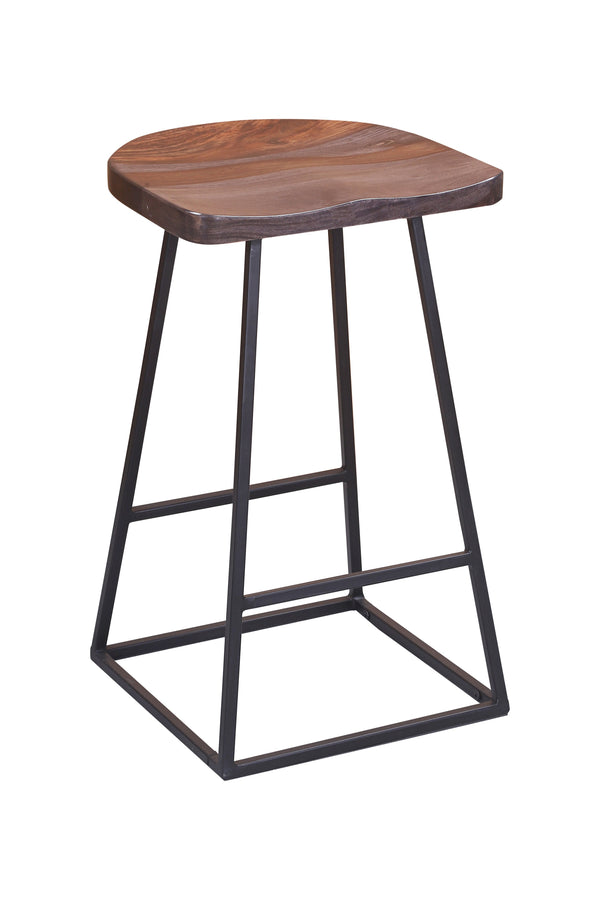 Porter Designs Clement Solid Acacia Wood Bar Stool With Sleek Lines And Comfortable Scooped Seat Gray Wood 07-196-10-2098