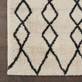 Nourison Geometric Shag GOS01 Machine Made Power-loomed Borderless Design Indoor Only Shag Farmhouse Rug Ivory,Charcoal, Ivory White 100% Polypropylene 99446482235