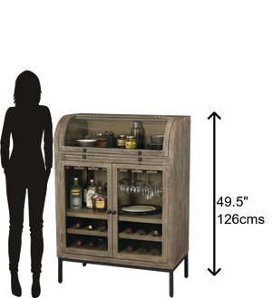 Hekman Furniture 695244 Paloma Wine & Bar Cabinet - Weathered Gray Finish, Curved Glass Doors, Stylish Storage Solution  Paloma Wine & Bar Cabinet 695244