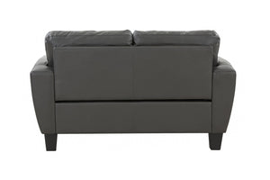 Porter Designs Porter Trento Top Grain Leather Loveseat In Charcoal Gray - Stylish Tufted Design & Comfort Gray Leather 02-189-02-4098