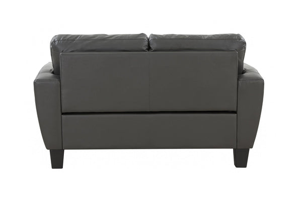 Porter Designs Porter Trento Top Grain Leather Loveseat In Charcoal Gray - Stylish Tufted Design & Comfort Gray Leather 02-189-02-4098