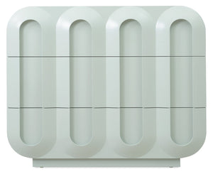 Hooker Furniture Commerce Groove Three-Drawer Chest In Blue-Green Seafoam — Solid Oak, Sculpted Grooves, Spacious Storage 7228-85129-35