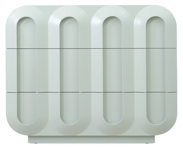 Hooker Furniture Commerce Groove Three-Drawer Chest In Blue-Green Seafoam — Solid Oak, Sculpted Grooves, Spacious Storage 7228-85129-35