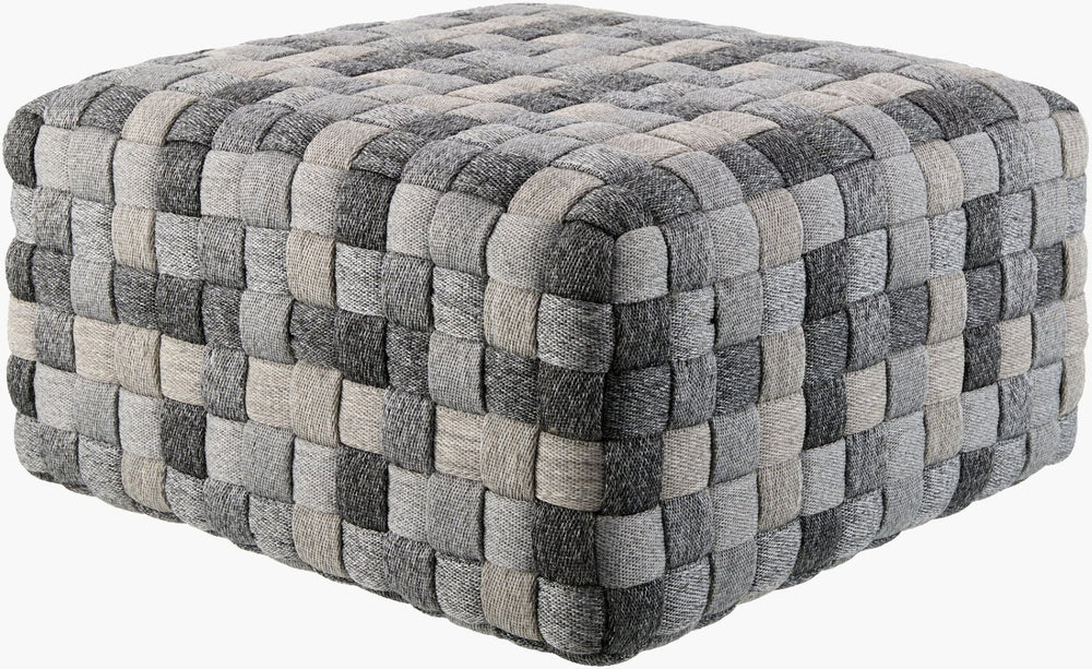 Surya Zavin Square Pouf Ottoman Firm Polystyrene Core Extra Seat or Footrest Accent ZVPF002-242413