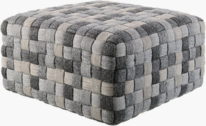 Surya Zavin Square Pouf Ottoman Firm Polystyrene Core Extra Seat or Footrest Accent ZVPF002-242413