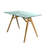 Christopher Knight Home® - Noble House - Croxton Mid-Century Acacia Wood Desk with Tempered Glass Top, Natural and Green