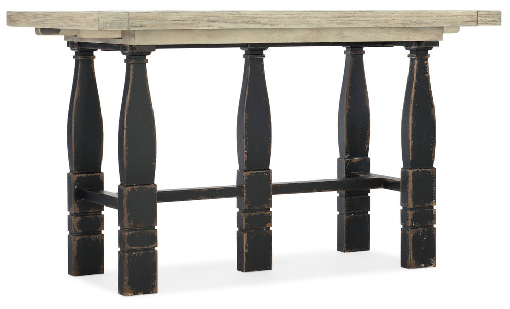 Hooker Furniture Ciao Ciao Bella Friendship Table — Flaky White Top, Black Base, Expandable 60–84", Adjustable Height 5805-75206-80