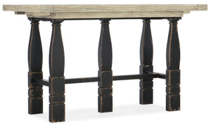 Hooker Furniture Ciao Ciao Bella Friendship Table — Flaky White Top, Black Base, Expandable 60–84", Adjustable Height 5805-75206-80