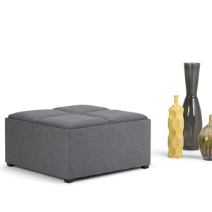 English Elm Avalon Square Coffee Table Storage Ottoman - Stylish Slate Grey With Hidden Storage & Trays B136P159754