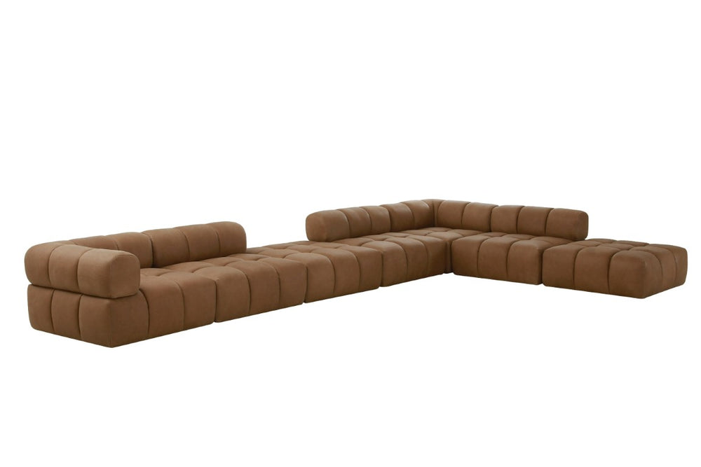 VIG Furniture Everest Genuine Brown Leather Modular Armless Seat — Modern Foam Comfort, Solid Ash Frame, 39.7" Jsx VGOD-ZW-23118-ARM