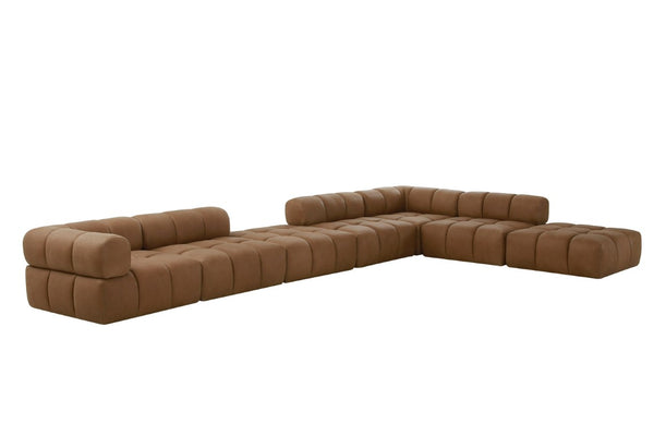 VIG Furniture Everest Genuine Brown Leather Modular Armless Seat — Modern Foam Comfort, Solid Ash Frame, 39.7" Jsx VGOD-ZW-23118-ARM