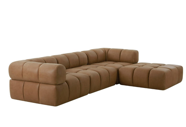 VIG Furniture Everest Modern Brown Leather Corner Sectional Seat — Genuine Leather, Foam Comfort, Solid Ash Frame VGOD-ZW-23118-CNR