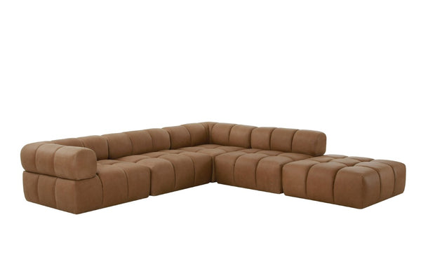 VIG Furniture Everest Modern Brown Leather Corner Sectional Seat — Genuine Leather, Foam Comfort, Solid Ash Frame VGOD-ZW-23118-CNR