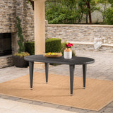 Christopher Knight Home® - Noble House - Dominica Outdoor 69 Inch Grey Wicker Oval Dining Table