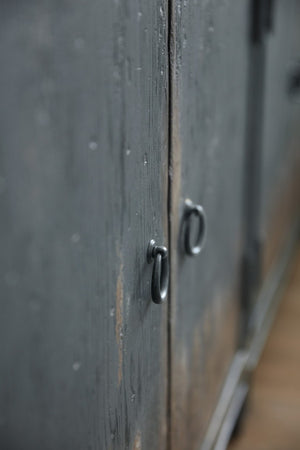 Hooker Furniture Boheme Salvator Media Console — Distressed Antique Blue Belgian-Inspired Tv Stand W/ Av Ready Storage And Painted Hardware 5750-55489-BLU