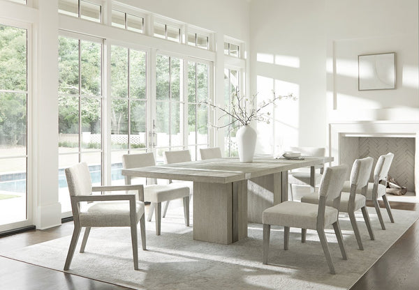 Bernhardt Bernhardt Tempo 90" Dining Table With Wire-Brushed Oak Top, Satin Nickel Metal Band Accents K2134