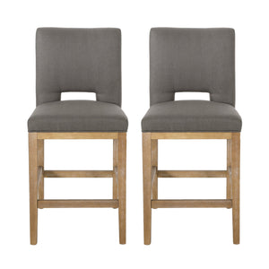 English Elm Christopher Knight Home® - COUNTER Grey Fabric Counter Stool with Padded Back, Sustainable Wooden Frame, Compact Comfort Seat 72489.00DPGRY