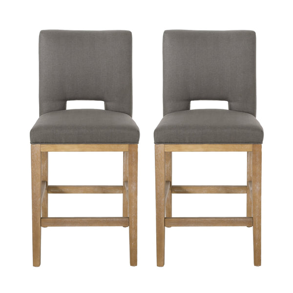 English Elm Christopher Knight Home® - COUNTER Grey Fabric Counter Stool with Padded Back, Sustainable Wooden Frame, Compact Comfort Seat 72489.00DPGRY