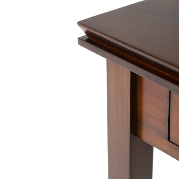 English Elm Artisan End Table - Handcrafted Russet Brown Solid Wood With Drawer For Versatile Living Space Use B136P159464