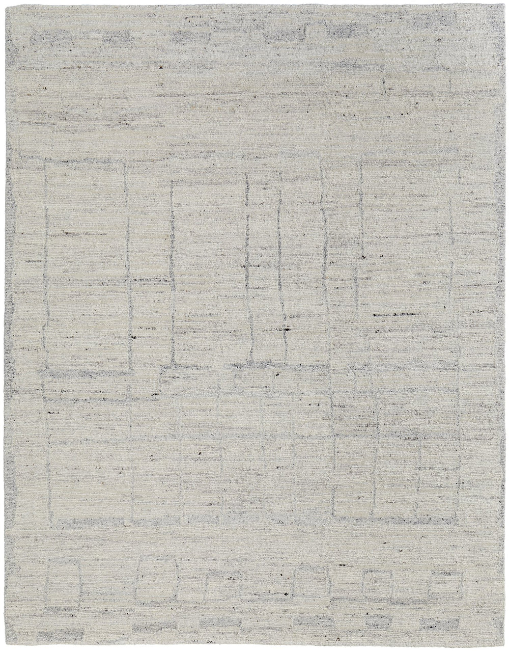 Feizy Rugs Navaro Hand-woven Wool & Viscose Rug – Elegant Geometric Design For Modern And Scandinavian Spaces Ivory,Gray,Blue Wool,Viscose Nav8913fivygryf99