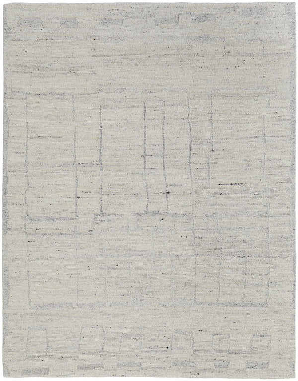 Feizy Rugs Navaro Hand-woven Wool & Viscose Rug – Elegant Geometric Design For Modern And Scandinavian Spaces Ivory,Gray,Blue Wool,Viscose Nav8913fivygryf99