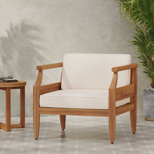 English Elm Christopher Knight Home® - ASTON Acacia Club Chair Cream – Weather-Resistant Outdoor Accent, Open Slat Seating, 400lb Capacity 68589.00CRM
