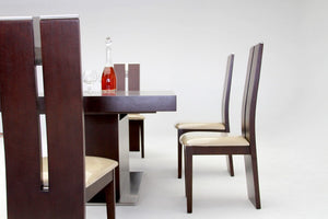 VIG Furniture Zenith Modern Red Oak Extendable Dining Table With Stainless Steel Base, Expands To 94" For Guests VGGU841XT