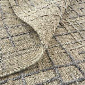 Feizy Rugs Kirkwood Hand Woven Viscose/Wool Rug With High-low Pile, Abstract Design For Elegant Home Decor Tan,Silver Viscose,Wool T08t8001bgeslvp00