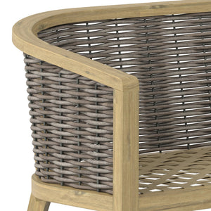 English Elm Parkside Outdoor Sofa Natural - Handwoven HDPE Rattan, Acacia Frame, Water-Resistant Cushions, 73" B136P159395