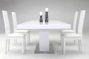 VIG Furniture Zenith Extendable Dining Table In High-Gloss White — Sleek Modern Design, Durable Frame, Smooth Expansion VGGU841XT-WHT
