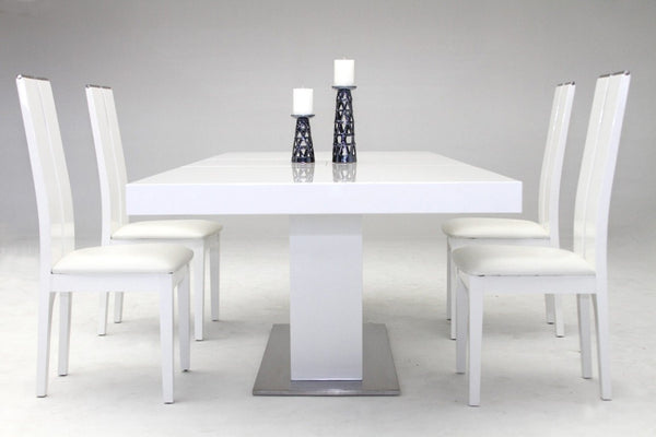 VIG Furniture Zenith Extendable Dining Table In High-Gloss White — Sleek Modern Design, Durable Frame, Smooth Expansion VGGU841XT-WHT