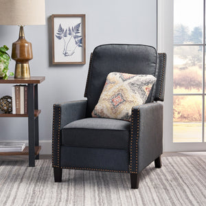 English Elm Christopher Knight Home® - 27.5" Wide Manual Standard Recliner with Plush Upholstery, Nailhead Trim & Contemporary Pushback Comfort Dark Gray 62808.00DGRY