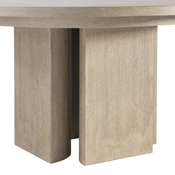 Bernhardt Bernhardt Loggia Round Dining Table With Aria Wire‑Brushed Oak Finish, Sculptural Pilaster Base, 60" K2210