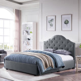 Christopher Knight Home® - Noble House - Cordeaux Contemporary Button-Tufted Upholstered Queen Bed Frame With Nailhead Accents