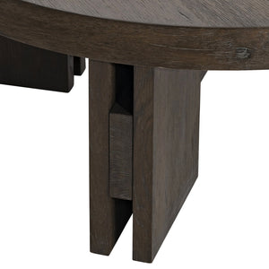 Bernhardt Bernhardt Outline Round Cocktail Table With Wire‑Brushed Oak Cassel Finish, Sculptural Arts & Crafts Elegance 360010