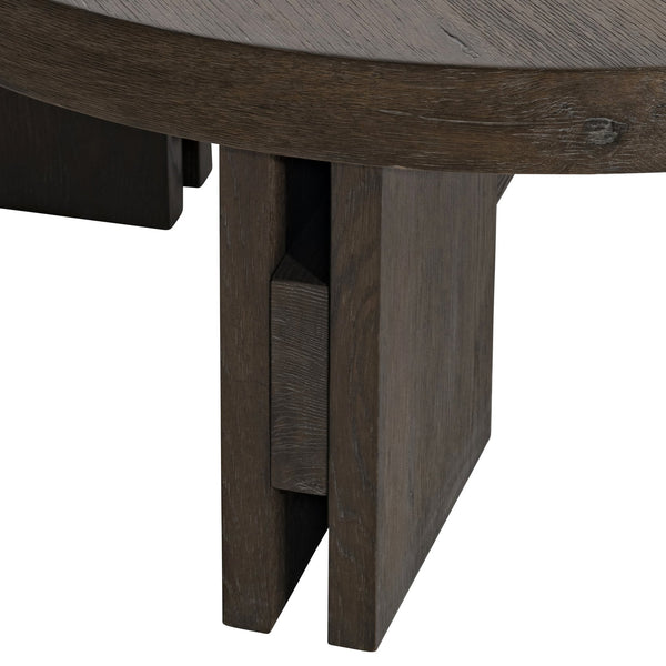 Bernhardt Bernhardt Outline Round Cocktail Table With Wire‑Brushed Oak Cassel Finish, Sculptural Arts & Crafts Elegance 360010