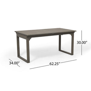 English Elm Outdoor Expandable Acacia Hardwood Dining Table with Slatted Top for Patio Spaces 62908.00GRY