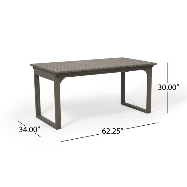 English Elm Outdoor Expandable Acacia Hardwood Dining Table with Slatted Top for Patio Spaces 62908.00GRY