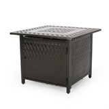 Christopher Knight Home® - Noble House - Amherst Outdoor Square Aluminum Fire Pit, Hammered Bronze