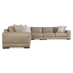 Bernhardt Bernhardt Lars Leather Sectional With Plush Deep Cushions, Wide Track Arms And Textured Wood Block Feet For Modern Living Space Comfort Tan K2092
