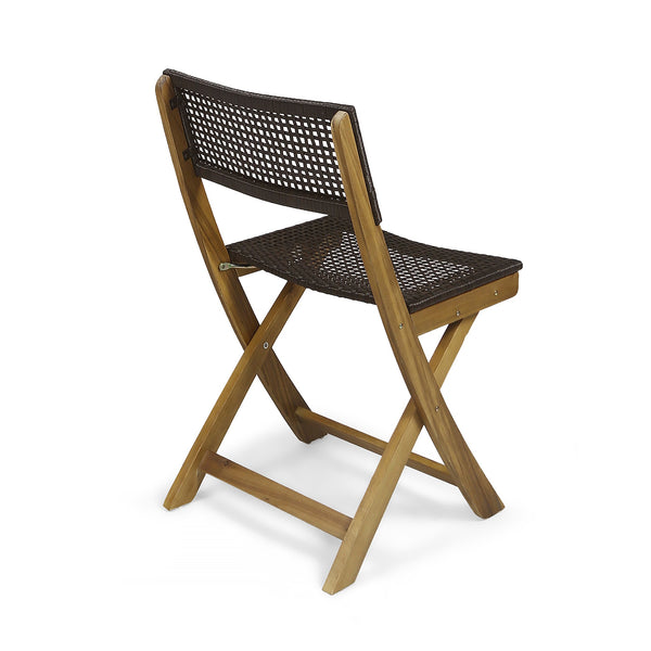 English Elm Christopher Knight Home® - HILLSIDE Woven Bistro Chair Set of 2 — Folding Wood Patio Seating with Handcrafted Caning, Low-Maintenance Comfort Brown 65092.00